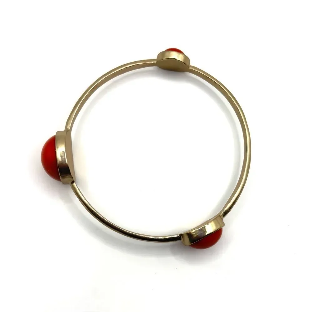 Maximalist Statement Gold and Red Beaded Bracelet Set of 3